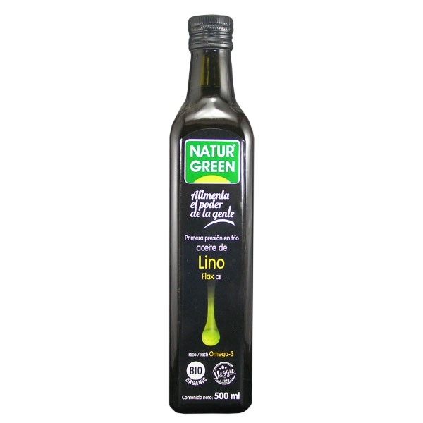 Imagen aceite de lino ecológico de primera presión, 500 ml. NATURGREEN Aceite de lino ecológico