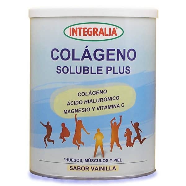 Colágeno soluble plus Integralia en polvo sabor vainilla Colágeno soluble plus Integralia en polvo con magnesio y ácido hialurónico