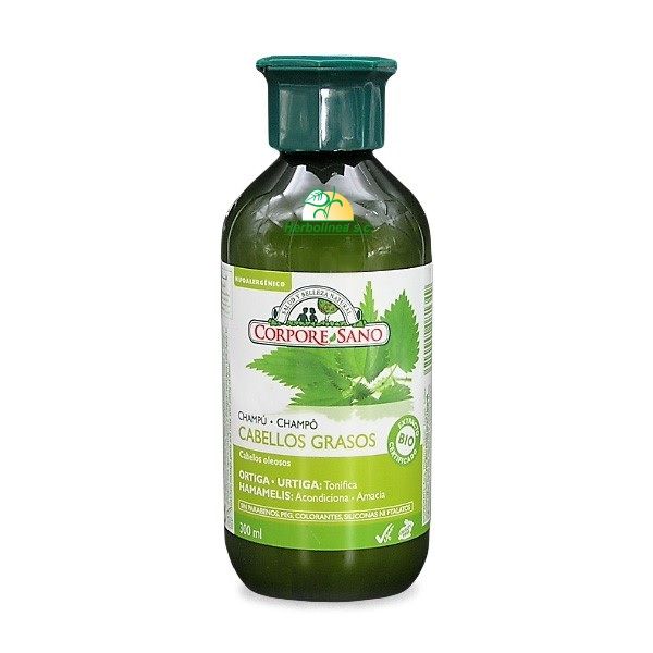 Imagen-Champú-Cabellos-Grasos-Ortiga-y-Hamamelis-300-ml-Corpore-Sano Champú cabellos grasos con ortiga