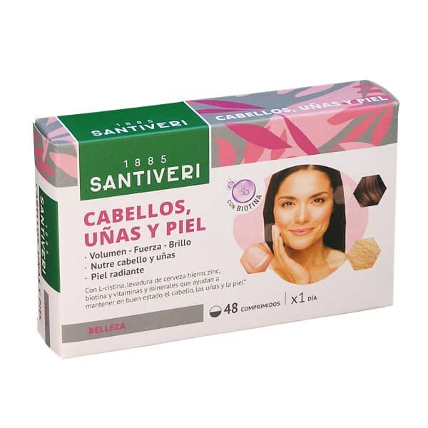 Imagen de Cabellos, Uñas y Piel Multivigor 48 Comprimidos Santiveri. Cabellos y uñas con biotina Santiveri